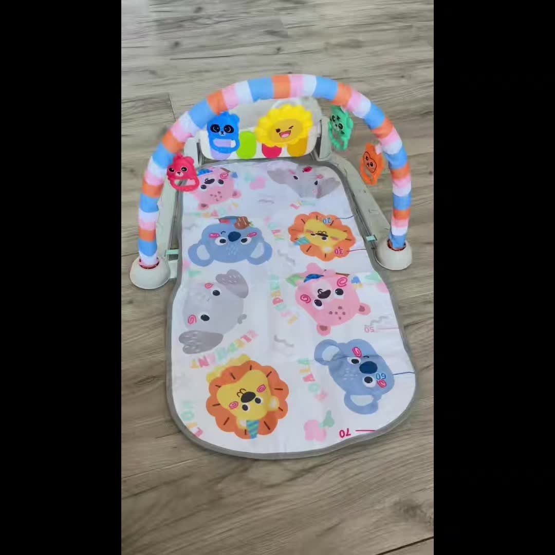 Animal-Themed Baby Fitness Rack Toy – Musical Pedal Piano Play Mat with Soft Blanket, Perfect for 0–12M Toddlers & Holiday Gifts
