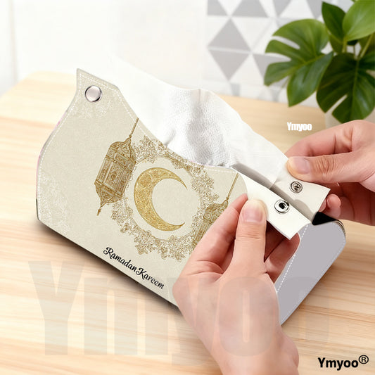 1pc Tissue Box Harmonious Ramadan Kareem Golden Crescent Lanterns Background Lattice for Boutique Showcase Winter Wedding Favor Cabin Surprise