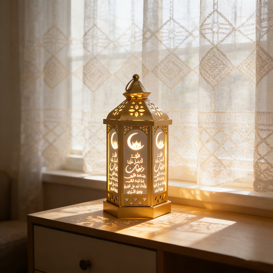 1pc Ramadan Theme Decorative Lantern | Iron Tabletop LED Handheld Light, Ramadan Fanous, Festival Lantern, Hanging Lamp, Batteries Not Included