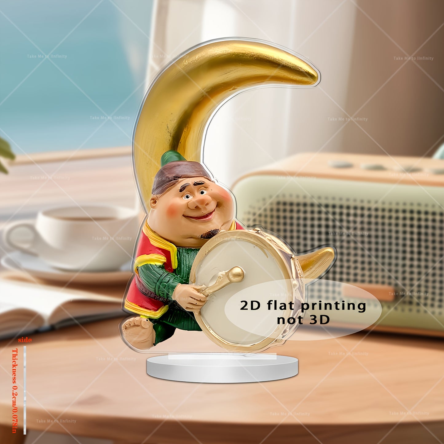 2D Flat, A classic acrylic two-dimensional plane decoration, moon design, fashion theme, charming desktop decoration, unique creative gift, suitable for Eid al-Fitr, Christmas, Thanksgiving, birthday, graduation ceremony, sui