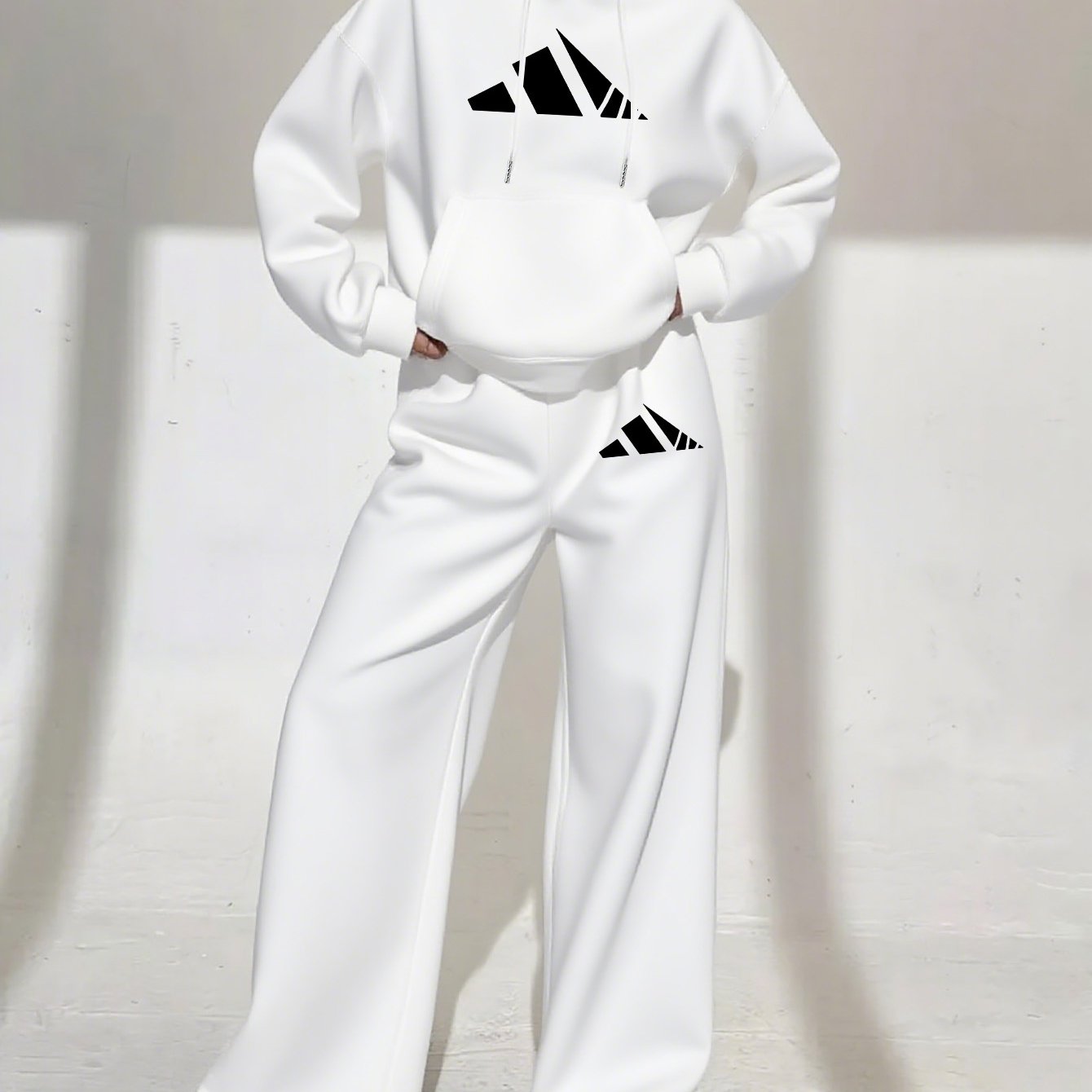 Women’s Winter Hooded Sweatshirt & Jogger Set – Casual Pullover with Letter Print, Pockets & Drawstring Waist