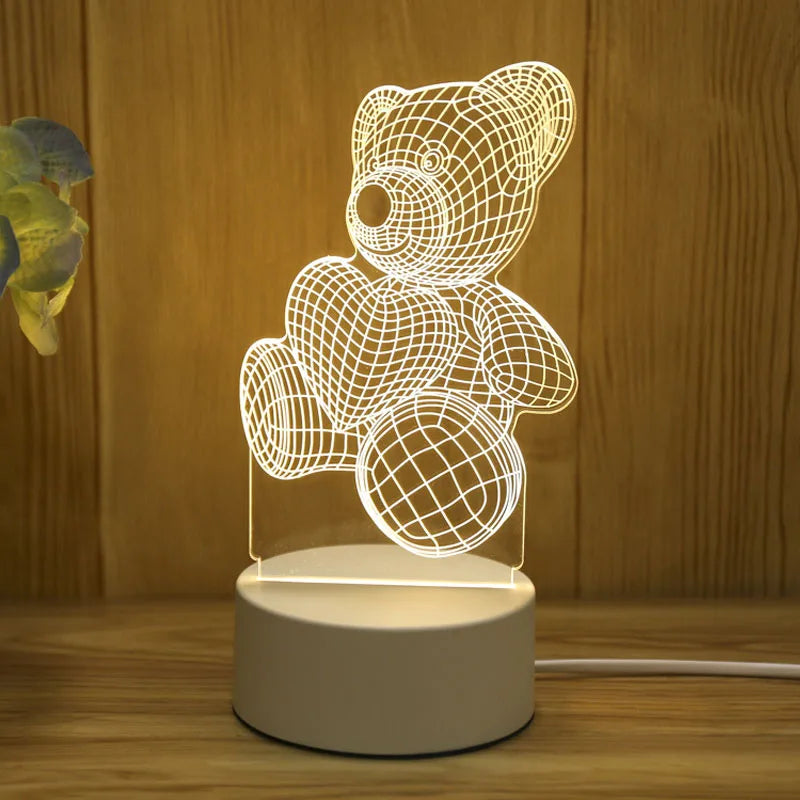 Romantic Love 3D Acrylic LED Lamp – Bedside Night Light for Home, Parties & Valentine’s Day Gifts