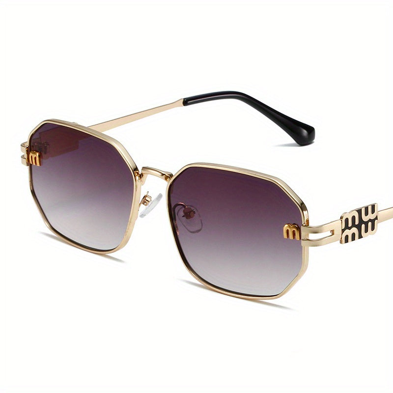 Stylish Polygonal for Women - Designer Retro Metal Punk Fashion Shades, Unisex Black Eyewear