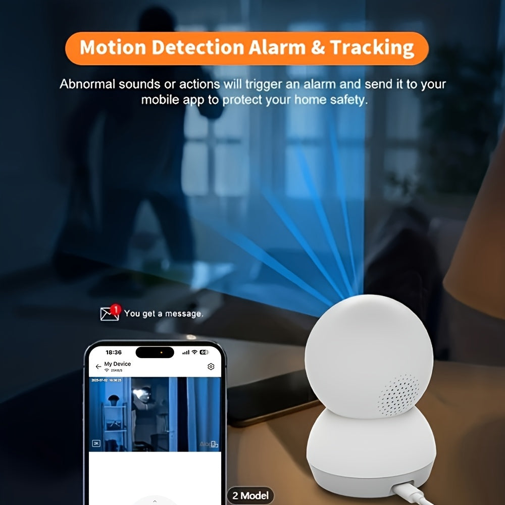 360° Panoramic 2K HD Security Camera – AI Motion Detection, Night Vision, 2.4G/5G WiFi, Google Assistant Compatible (Battery Not Included)