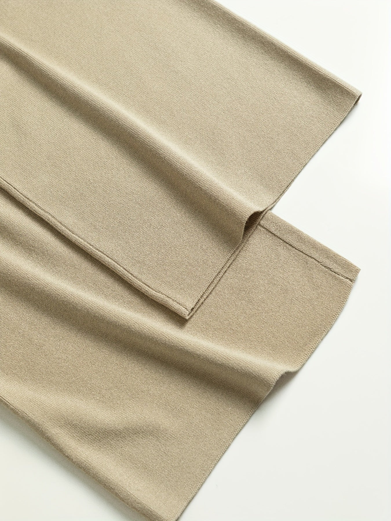 Women’s 3-Piece Winter Coordinated Suit Set — Oversized Long Cardigan, High-Neck Sweater Vest & Wide-Leg Pants, Beige with White Piping, Stretchy and Versatile Outfit for Work or Parties, Hand Washable