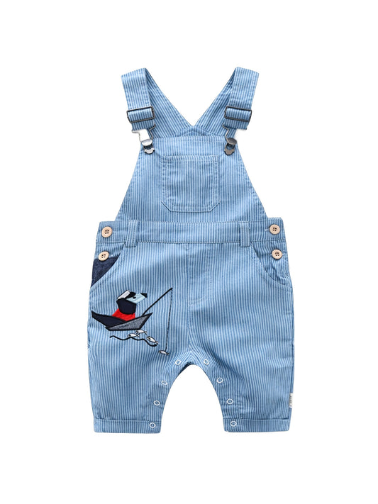Baby Boys’ Puppy Print Overall Set – Long-Sleeve Jumpsuit with Matching Hat, Solid-Color Multi-Piece Outfit for Spring/Autumn Outdoor Wear (3–24 Months)