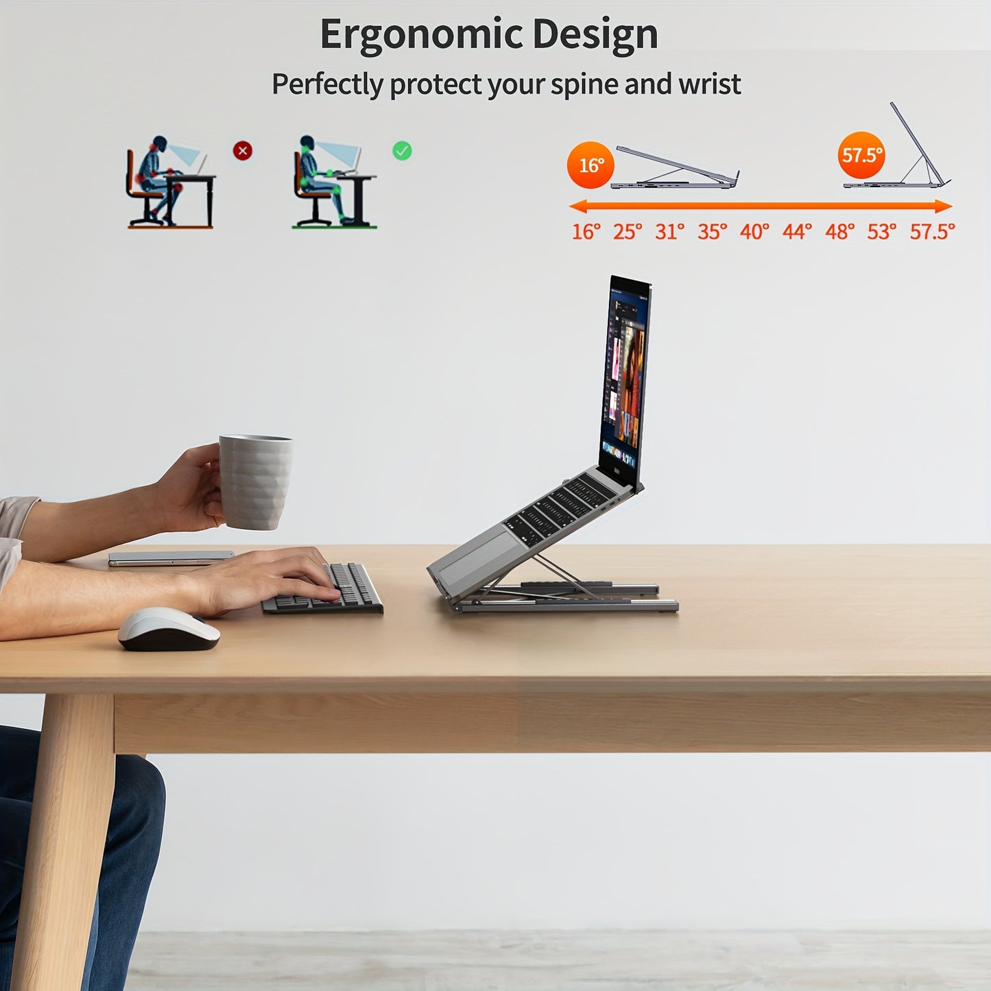 2025 Upgrade 8-in-1 USB-C Hub Laptop Stand – 100W PD Fast Charging, 4K HDMI, SD/TF, Dual USB 3.1 Ports, Sleek Design