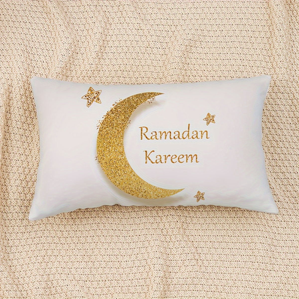 1PC Ramadan Throw Pillow Cover, Moon Decorative Cushion Cover, Home Decor for Couch Sofa Living Room Bedroom, Without Pillow Insert