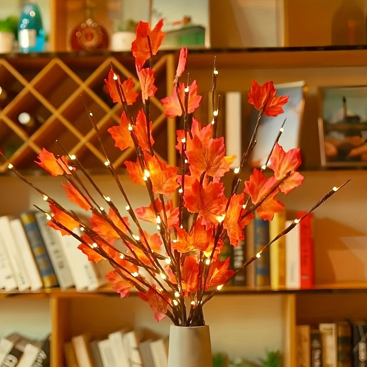 2-Piece Artificial Tree Branch LED Light Set – Battery-Powered 20-LED Vase Decorations for Home, Holidays & Romantic Bedside Lighting