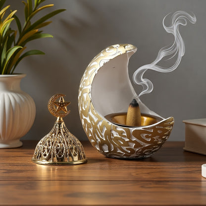 1pc Minimalist Creative Light Luxury Moon Design Resin Incense Holder, Suitable for Home Decoration, Office, Festivals, and Yoga Spaces. Ideal as a Holiday Gift or Decorative Piece. Features Include Incense Holder, Incense Ho