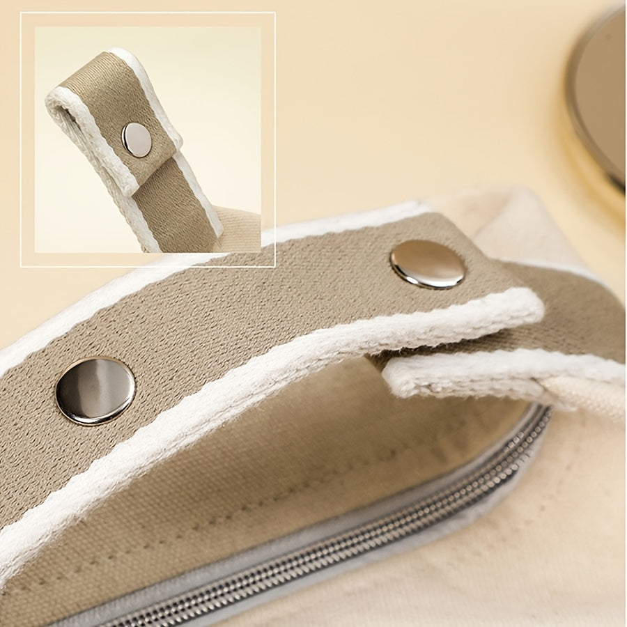 2pcs Chic Canvas Storage Bags – Portable Mini Organizers for Coins, Keys & Makeup, Stylish Travel Essentials