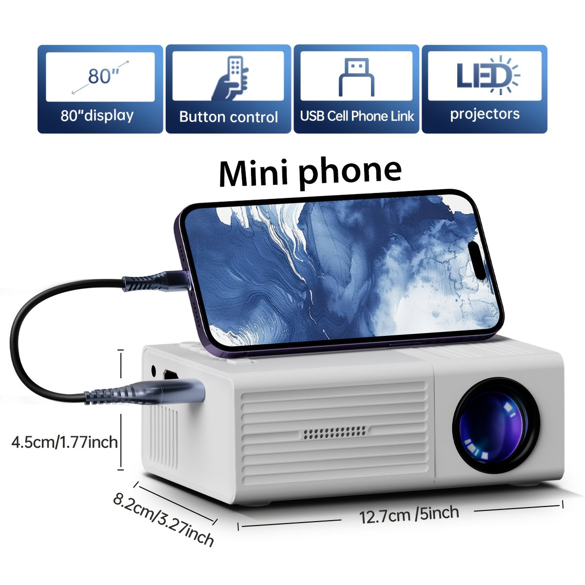 Portable Mini Projector – Lightweight Media Projector for Home Entertainment