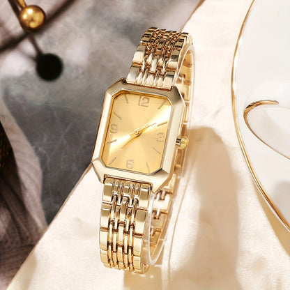 Women’s 4-Piece Quartz Watch Gift Set – Stylish Retro Rectangular Dial with Comfortable Alloy Straps, Perfect for Daily Wear & Gifting