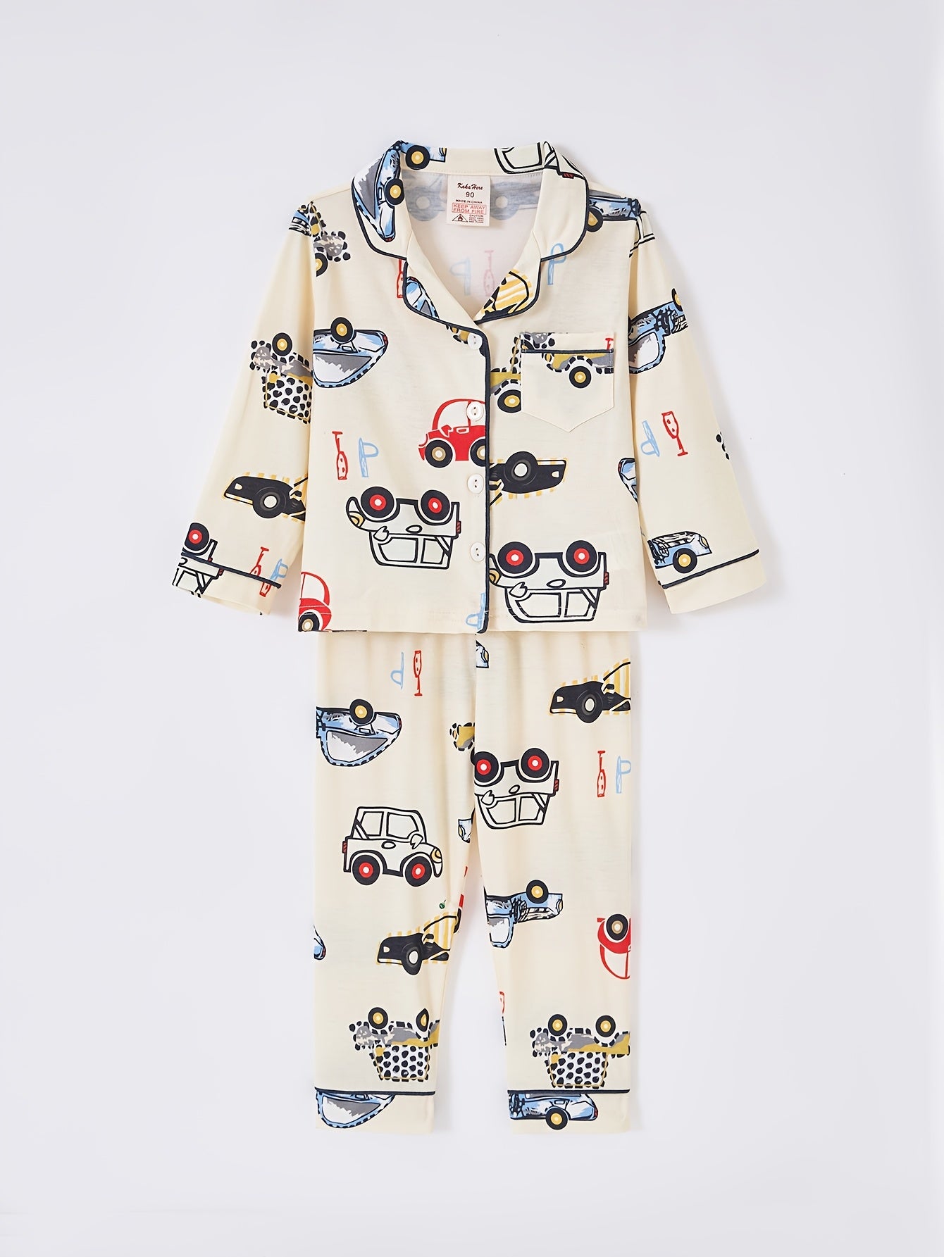 Random 4-Piece (2 Sets) Boys’ Dinosaur Print Shirt & Elastic-Waist Pants – Polyester Cartoon Pajama/Home Wear Sets for Ages 2–7, Spring/Autumn/Winter