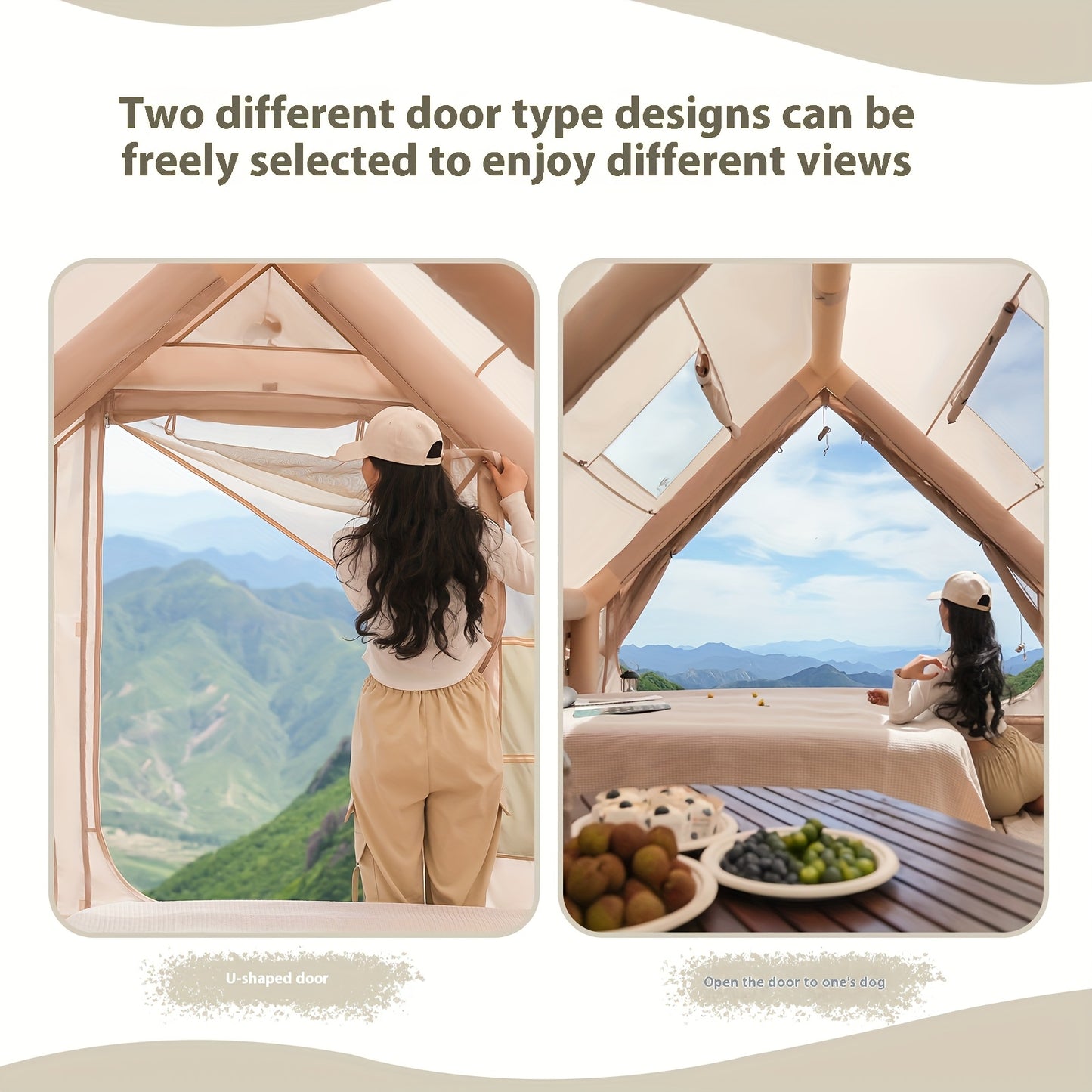 PAKICETUS 8-Person Inflatable Camping Tent — All-Season Heavy-Duty Oxford Air Cabin with Stove Jack, Easy Setup, Mesh Windows & Doors, Spacious Outdoor Shelter for Glamping, Hiking & Travel