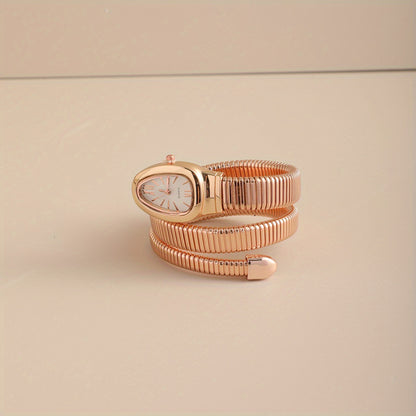 Bohemian Snake Quartz Watch – Stylish Flexible Coil Strap, Oval Case, Trendy Decorative Design, Perfect Gift for Women