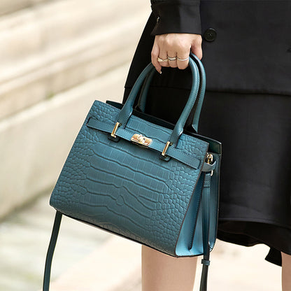 Women’s Crocodile-Pattern Tote Handbag – Large Capacity Daily Use Bag with Zipper Closure & Adjustable Shoulder Strap, Fashionable Office & Travel Accessory