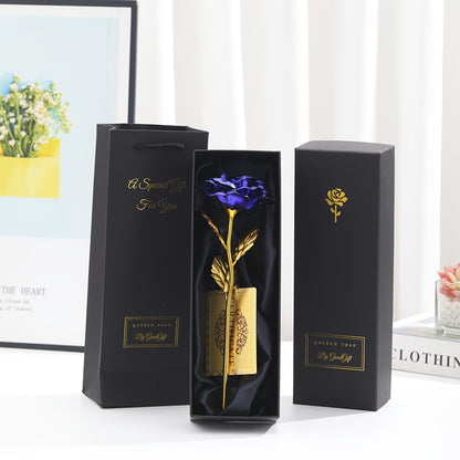 Golden Foil Rose Gift Box Set – Elegant Faux Rose Keepsake for Mother’s Day, Birthdays, Parties & Romantic Gifts