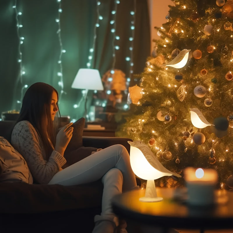 Cute Mini Bird Night Light – Touch Sensor LED Lamp with 3-Level Dimming, USB Rechargeable & Portable Decorative Light