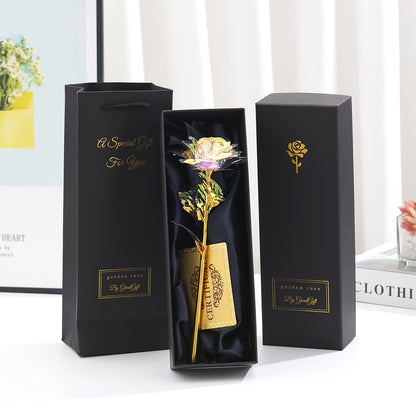 Golden Foil Rose Gift Box Set – Elegant Faux Rose Keepsake for Mother’s Day, Birthdays, Parties & Romantic Gifts