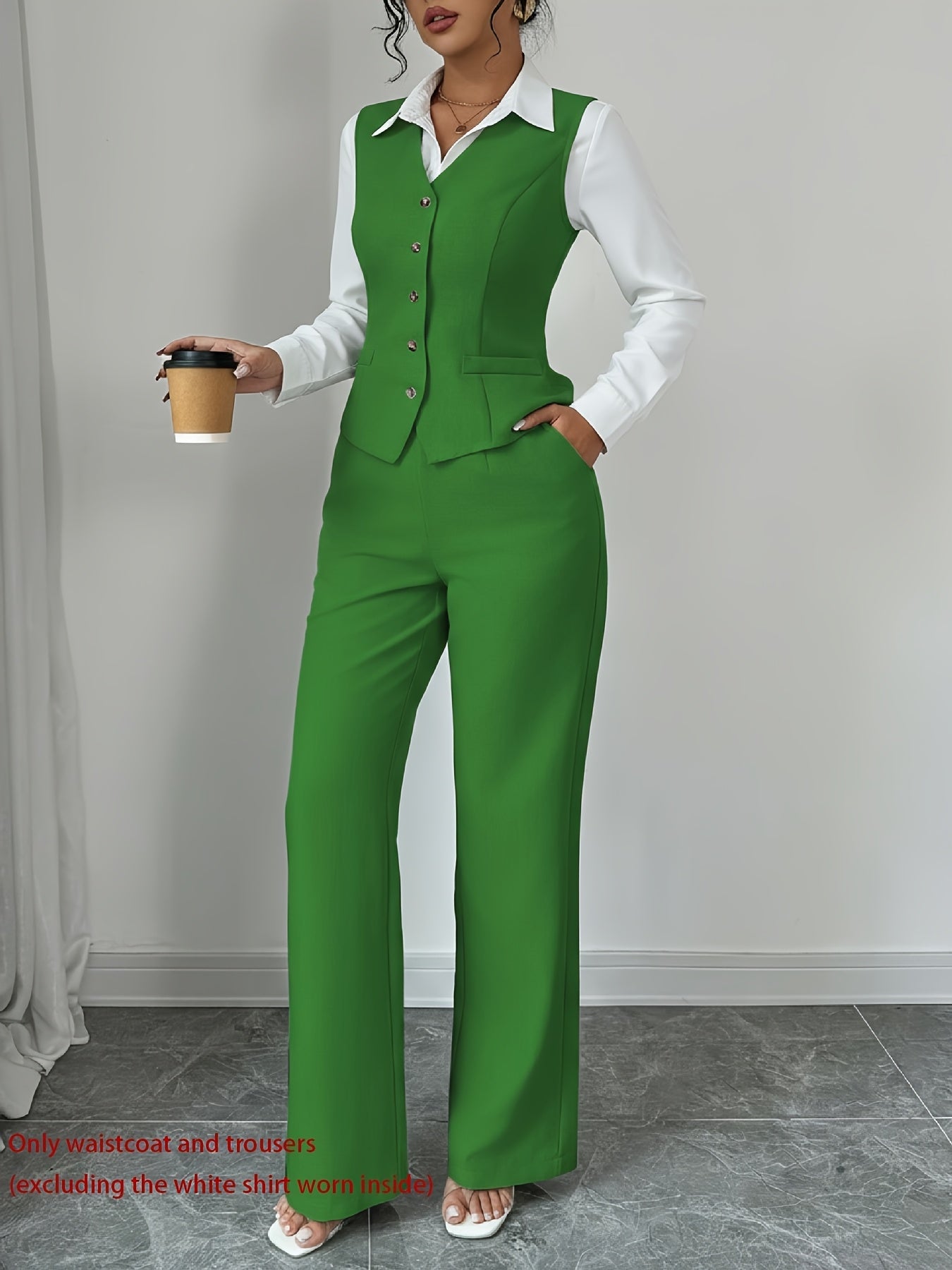 Women’s Sleeveless Cinched-Waist Vest & High-Waisted Wide-Leg Pants Set – Elegant Solid-Color Summer Two-Piece Outfit