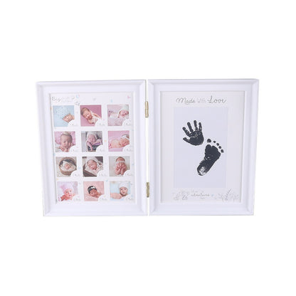 Baby Hand & Footprint Keepsake Frame – PVC Personalized Photo Display with Ink Print Kit for Christmas, Halloween, Thanksgiving & Milestone Memories