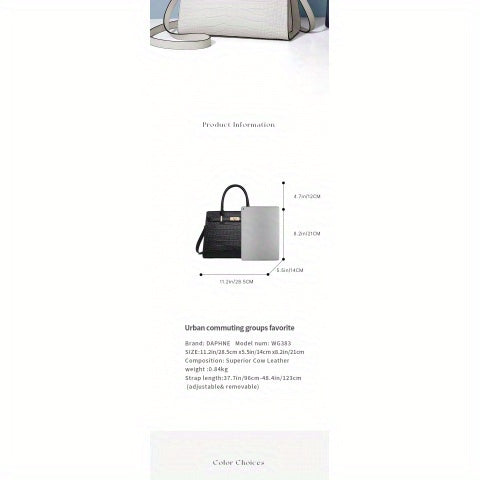 Women’s Crocodile-Pattern Tote Handbag – Large Capacity Daily Use Bag with Zipper Closure & Adjustable Shoulder Strap, Fashionable Office & Travel Accessory