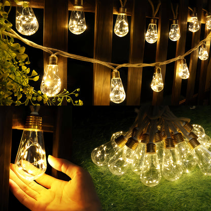 Solar Outdoor Fairy String Lights – 8-Mode LED Bulb Set (10/15/25 Bulbs) with Auto On/Off for Gardens, Fences, Parties, Weddings & Christmas Décor