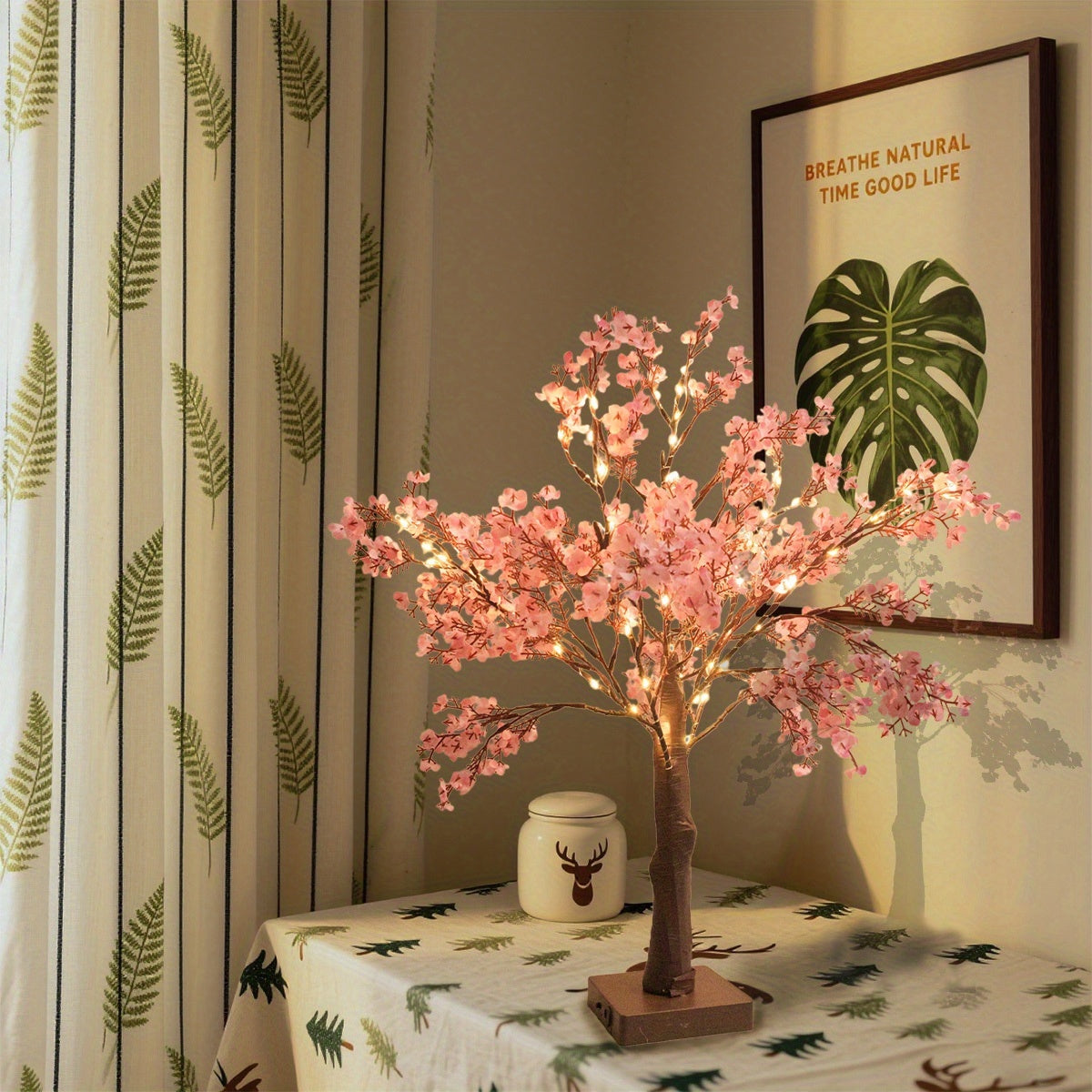 Pink Cherry Blossom Lamp – USB/Battery Powered Decorative Branch Light with Warm Glow for Home & Special Occasions