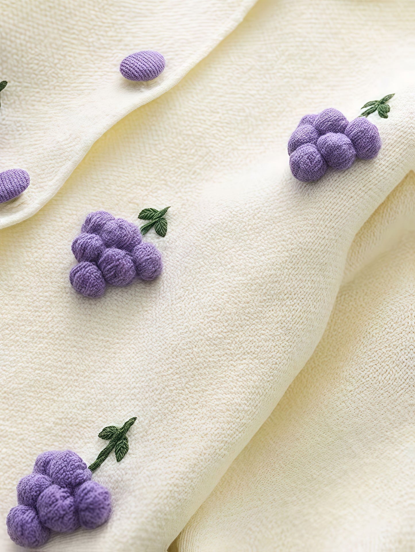 Girls’ 2-Piece Furry Fruit Sweater & Pleated Skirt Set – Cozy Purple Knitwear Outfit for Daily Wear or Parties in Autumn/Winter