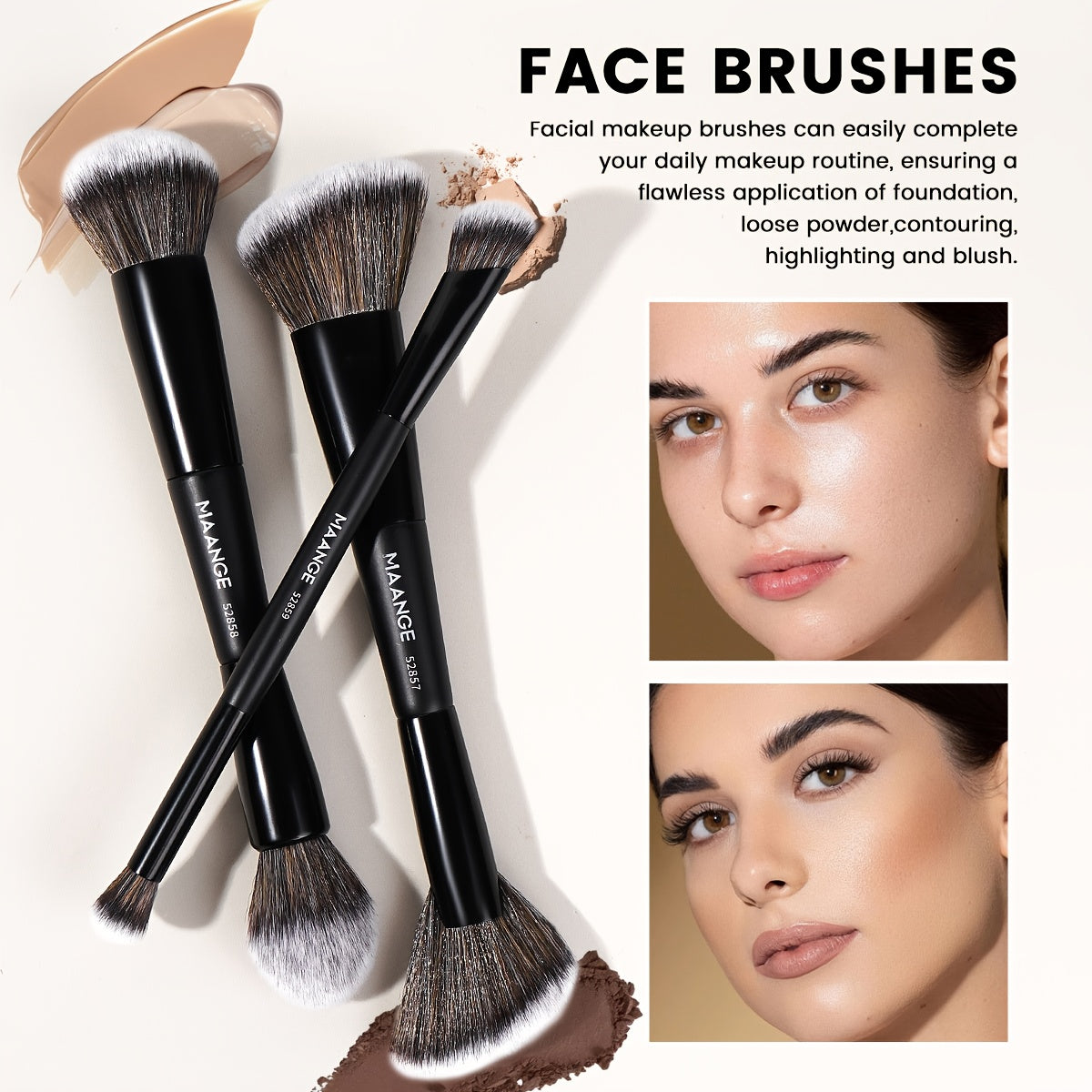 MAANGE 7-Piece Double-Head Makeup Brush Set – Soft Thick Bristles for Foundation, Powder, Blush & Travel-Friendly Beauty Application