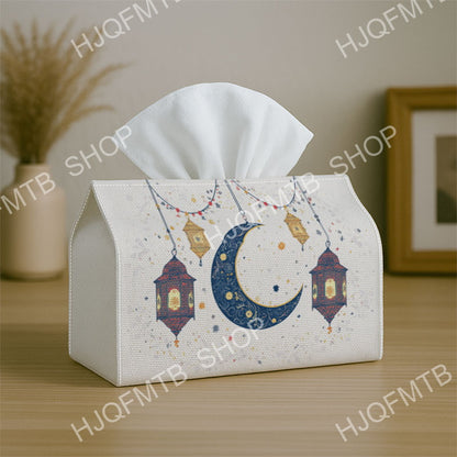 1pc Contemporary Artistic Tissue Box with Lantern And Crescent Design, Made from Durable Fabric for Use in Kitchen, Living Room, Bedroom, And Car, Ideal for Home And Party Decorations