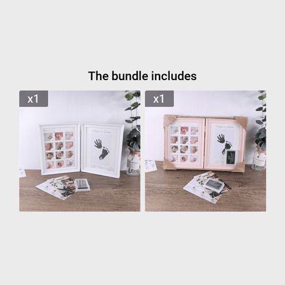 Baby Hand & Footprint Keepsake Frame – PVC Personalized Photo Display with Ink Print Kit for Christmas, Halloween, Thanksgiving & Milestone Memories