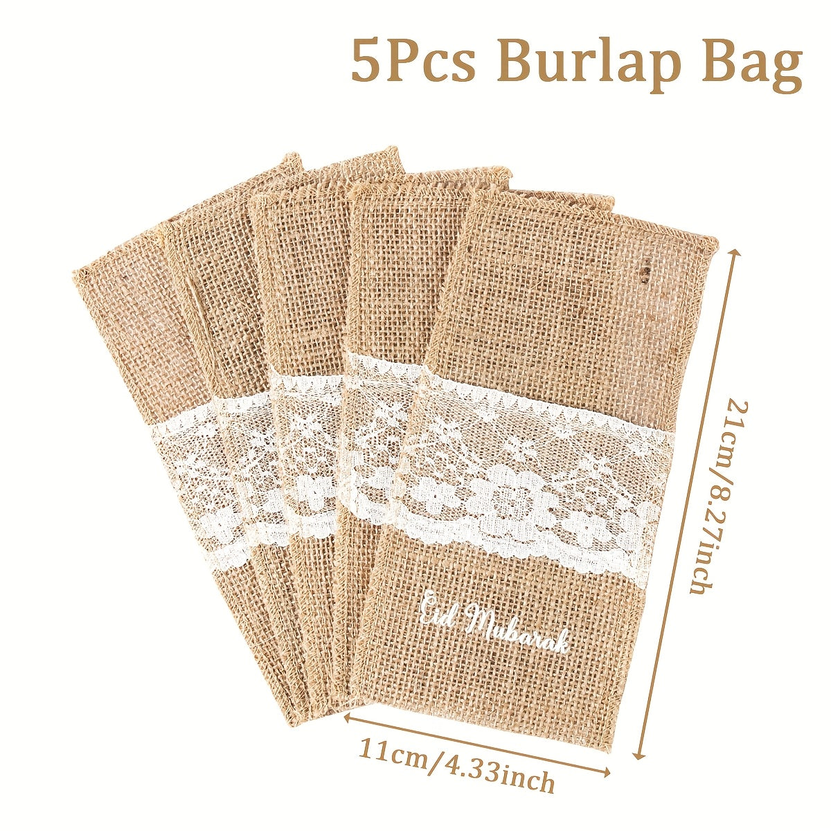 5pcs Burlap Fork Bags | Ramadan Mubarak Tableware, Islamic Muslim Party Decoration, Eid Al-Fitr and Eid Al Adha Gifts, Frohes Ramadan-Fest, Alles Gute zum Fastenbrecher-Fest, L'Aid al-Fitr Mubarak
