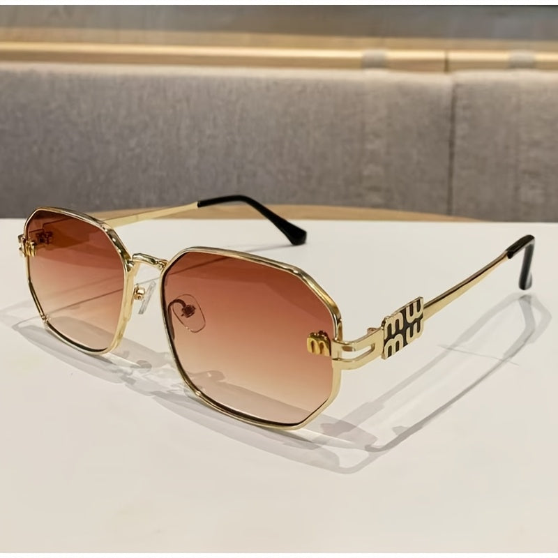 Stylish Polygonal for Women - Designer Retro Metal Punk Fashion Shades, Unisex Black Eyewear