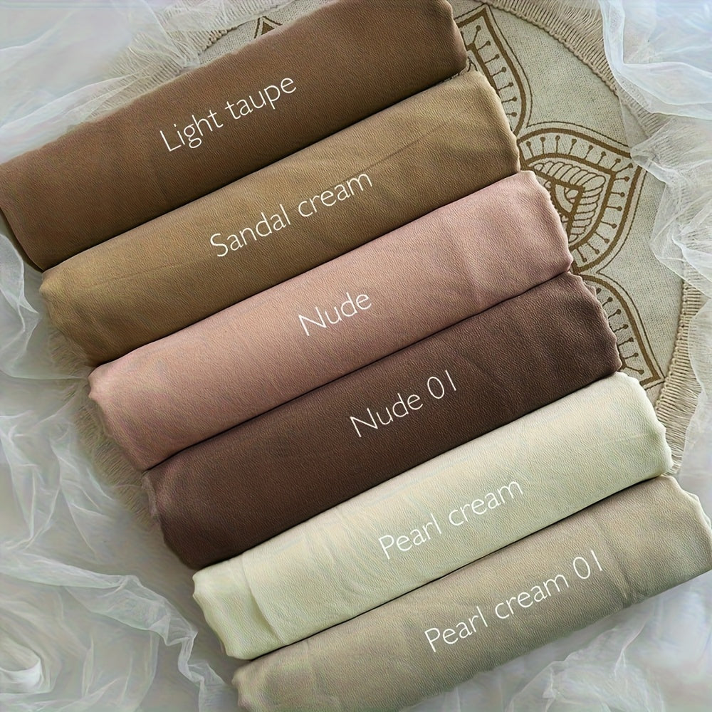 6-Piece Premium Satin Hijab Set – Non-Stretch Snug-Fit Scarves in 10 Solid Colors for Ramadan & Modest Fashion