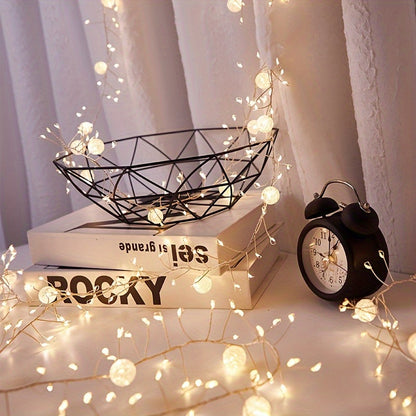300 Cm / 118.11 Inches Long LED Ice Crack Ball String Lights - Elegant Hanging Decoration, Ramadan String Lights, Suitable for Weddings, Parties, Ramadan Festival, Eid Al-Fitr, Home/Office Decor, No Batteries Required, Easy t