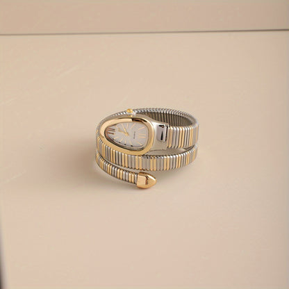 Bohemian Snake Quartz Watch – Stylish Flexible Coil Strap, Oval Case, Trendy Decorative Design, Perfect Gift for Women