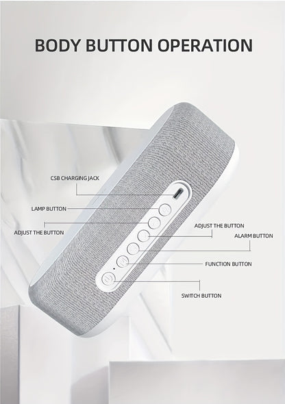 4-in-1 Night Light Alarm Clock with Wireless Charging – USB-C Digital Clock with Adjustable 3-Mode Lighting, Perfect for Travel