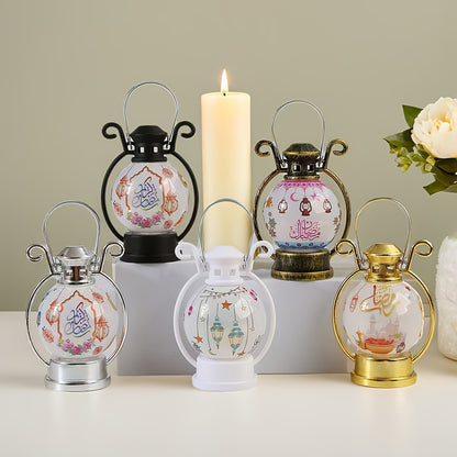 2-Pack Round LED Table Lamps with Switch-Controlled Uplighting - - Circular /Look Lighting Suitable for Parties, Ramadan/Eid Decorations, ' Rooms & Bedside - Plastic Table/Look Lights with Included