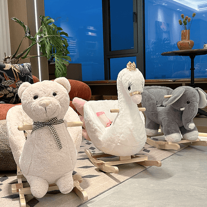 White Swan-Themed Rocking Horse – Soft Rocking Pony with Safety Belt, Sturdy Frame & One-Button Operation, Ideal Infant Learning Toy & Gift