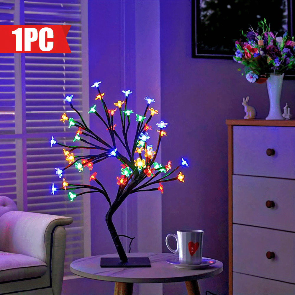 Majisu 48-LED Cherry Blossom Tree Lamp – USB-Powered Table Light with Switch Control for Home & Festive Decor