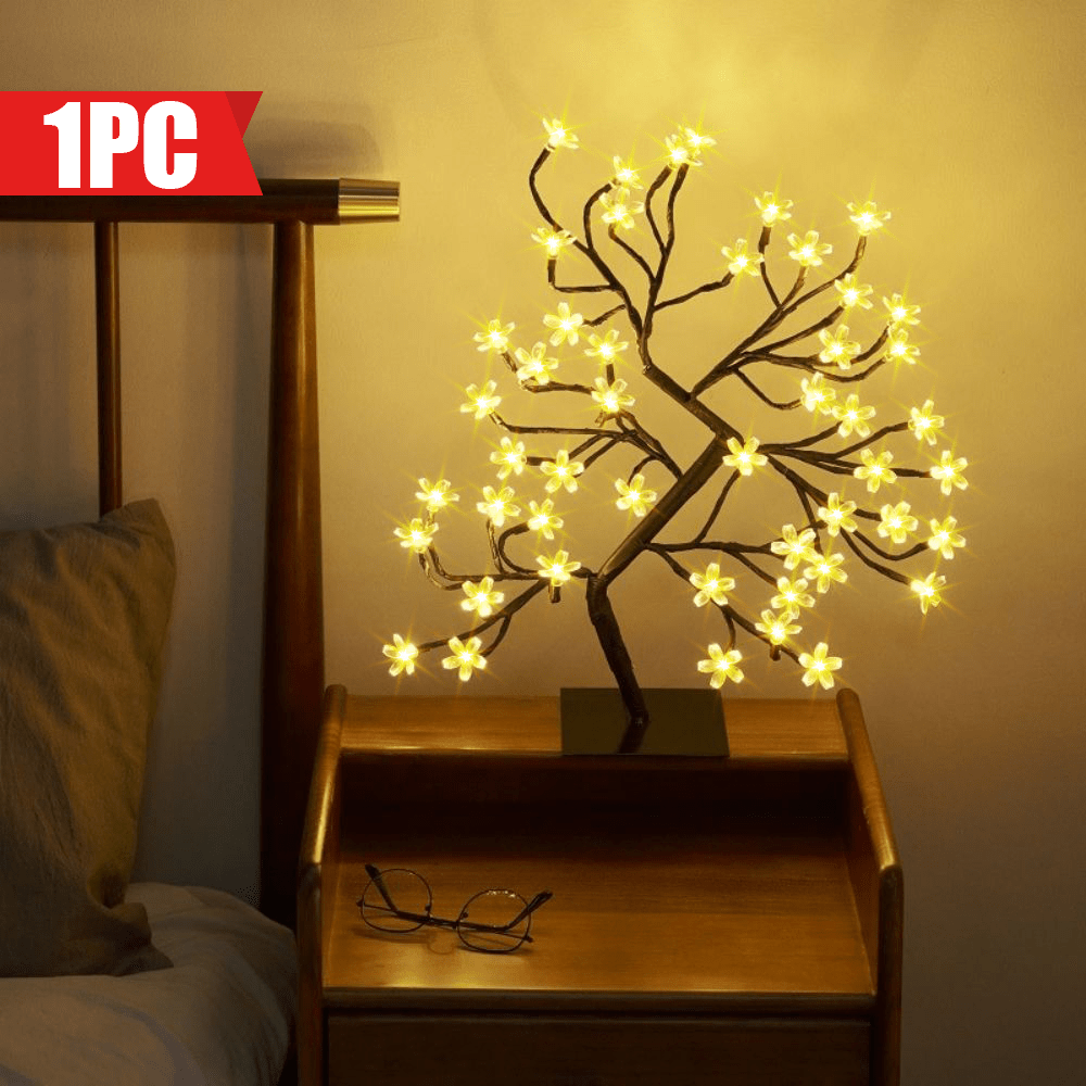 Majisu 48-LED Cherry Blossom Tree Lamp – USB-Powered Table Light with Switch Control for Home & Festive Decor