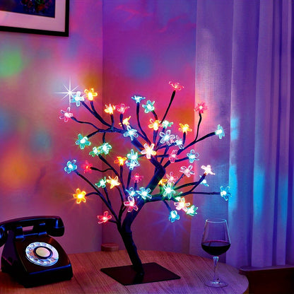 Majisu 48-LED Cherry Blossom Tree Lamp – USB-Powered Table Light with Switch Control for Home & Festive Decor