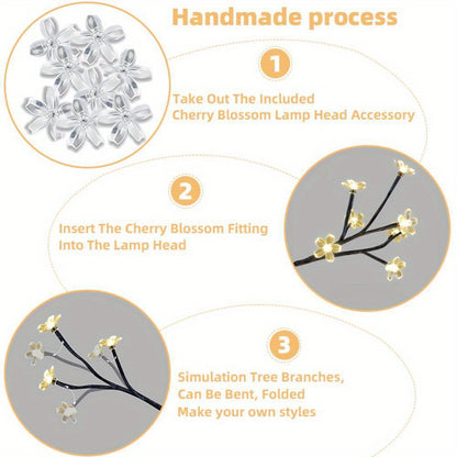 Majisu 48-LED Cherry Blossom Tree Lamp – USB-Powered Table Light with Switch Control for Home & Festive Decor