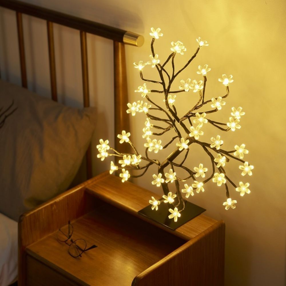 Majisu 48-LED Cherry Blossom Tree Lamp – USB-Powered Table Light with Switch Control for Home & Festive Decor