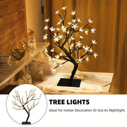 Majisu 48-LED Cherry Blossom Tree Lamp – USB-Powered Table Light with Switch Control for Home & Festive Decor