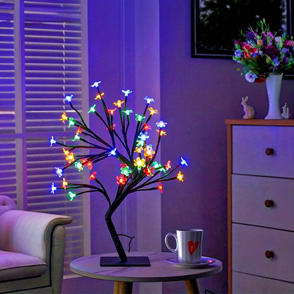 Majisu 48-LED Cherry Blossom Tree Lamp – USB-Powered Table Light with Switch Control for Home & Festive Decor