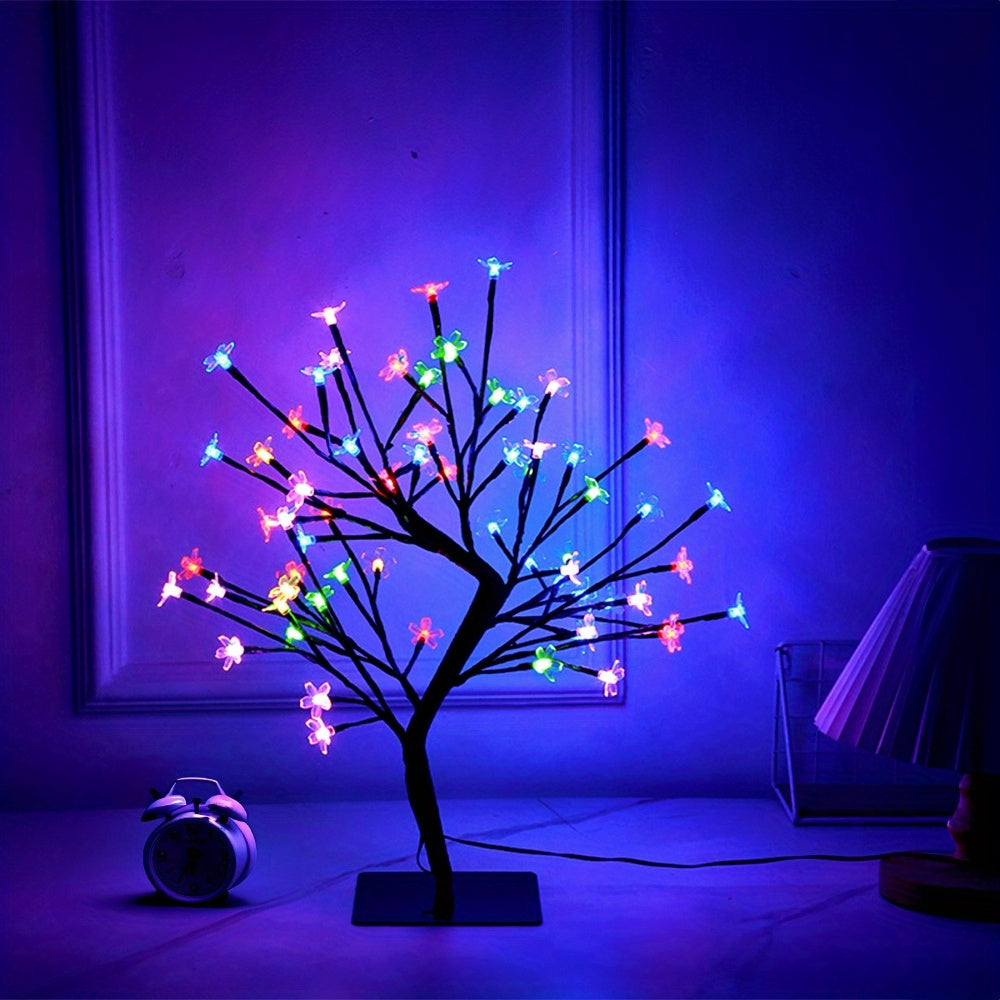 Majisu 48-LED Cherry Blossom Tree Lamp – USB-Powered Table Light with Switch Control for Home & Festive Decor