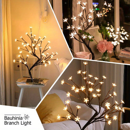 Majisu 48-LED Cherry Blossom Tree Lamp – USB-Powered Table Light with Switch Control for Home & Festive Decor